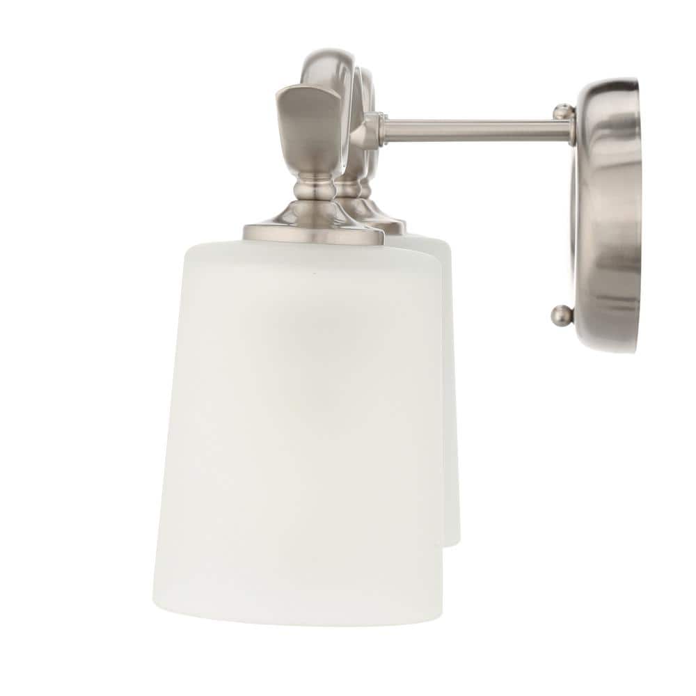 Brushed Nickel 3-Light Bath Vanity with Etched Glass Shades