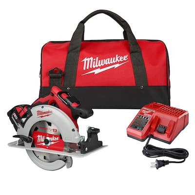 M18 18-Volt Lithium-Ion Brushless Cordless 7-1/4 in. Circular Saw Kit with 1 Battery 5.0Ah, Charger and Bag