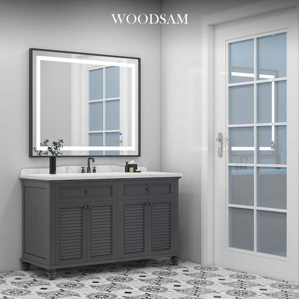 WOODSAM 48 in. W x 40 in. H Rectangular Alluminum Framed Anti Fog