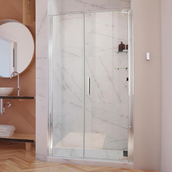 DreamLine Elegance-LS 44-3/4 in. to 46-3/4 in. W x 72 in. H Frameless Pivot Shower Door in Chrome