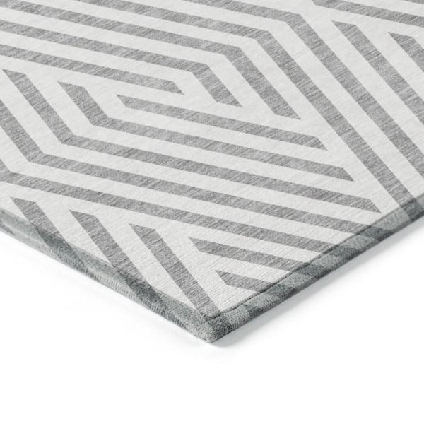 Gray and Ivory 2 ft. x 3 ft. Woven Geometric Rectangle Indoor/Outdoor Area Rug