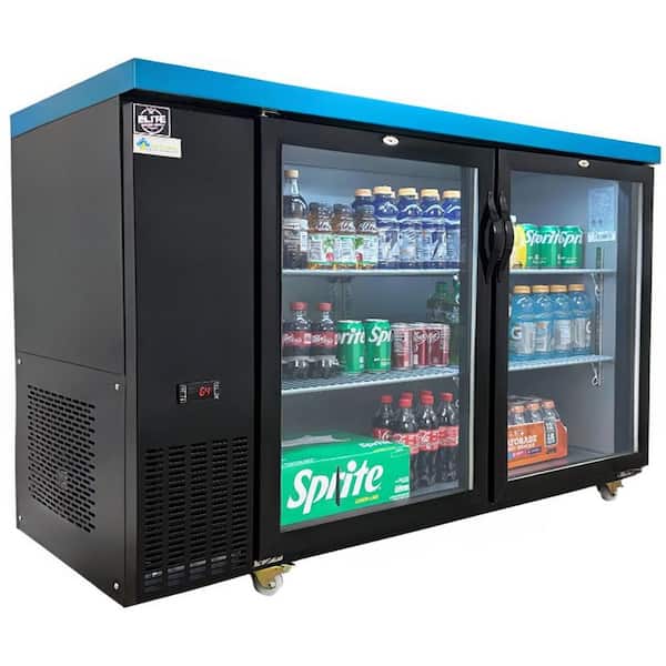 Elite Kitchen Supply 57 in. 15.24 cu. ft. Commercial Beer Black Glass Door Back Bar Cooler Case EBB60-H2 Black