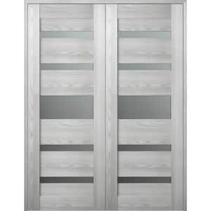 Vona 07-05 56 in. x 80 in. Both Active 5-Lite Frosted Glass Ribeira Ash Wood Composite Double Prehung French Door