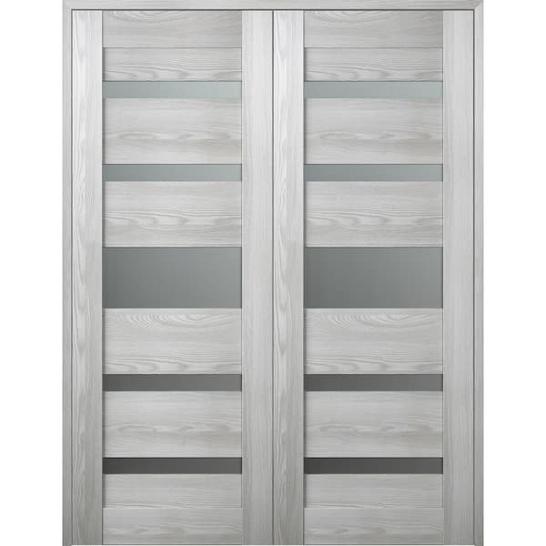 Belldinni Vona 07-05 72 in. x 80 in. Both Active 5-Lite Frosted Glass Ribeira Ash Wood Composite Double Prehung French Door
