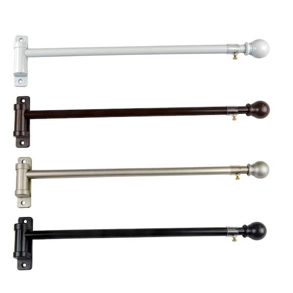 EMOH 17"-26" Adjustable Swing Curtain Rod 5/8" dia. in Cocoa