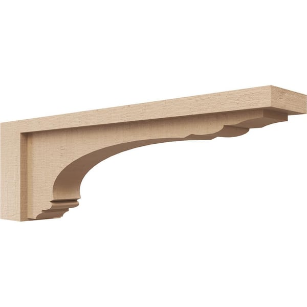 Ekena Millwork 3 in. x 6 in. x 18 in. Thin Warren Rough Cedar Woodgrain TimberThane Corbel, Primed Tan
