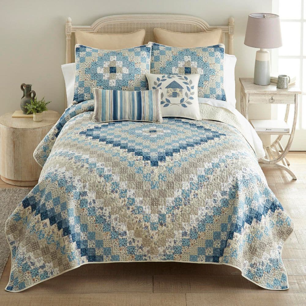 Blue Diamond 3-Piece Blue and Tan Polyester King Quilt Set price history on PriceWatchPro