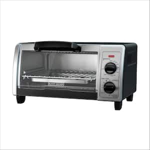 1150 W 4-Slice Black Stainless Steel Toaster Oven with Temperature Control