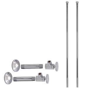 1/2 in. IPS x 3/8 in. OD x 20 in. Bullnose Dual Supply Line Kit with Round Handle Angle Shut Off Valves, Polished Chrome