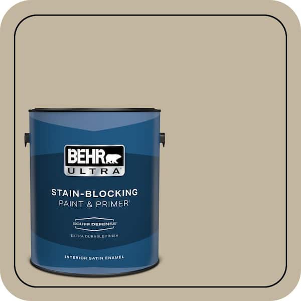 BEHR ULTRA 1 gal. Home Decorators Collection #HDC-NT-09 Basic Khaki Extra Durable Satin Enamel Interior Paint & Primer