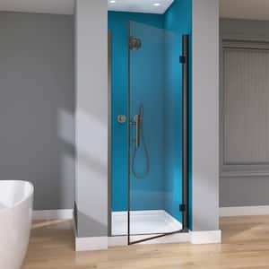 32 in. W x 72 in. H Frameless Pivot Swing Single Shower Door in Matte Black Finish with 1/4 in. Clear Glass Right Hinged