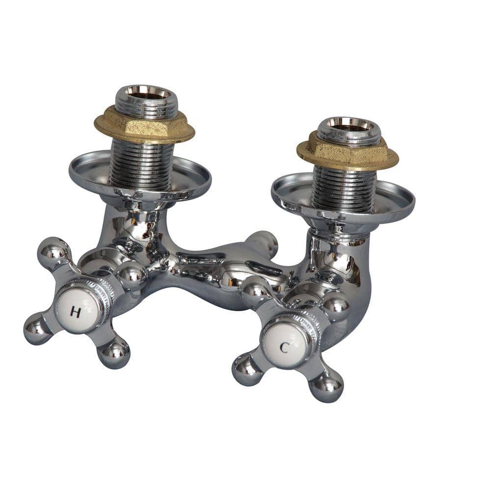 Polished Nickel Wall Mounted 2-Handle Tub Faucet