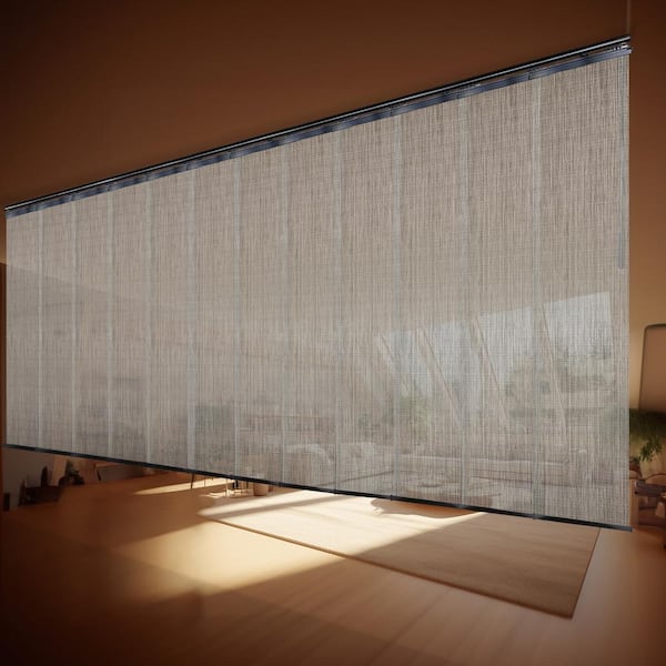 EMOH Stone 140 in. - 260 in. W x 116 in. L Adjustable 12-Panel Black Double Rail Panel Track with 23.5 in. Slates