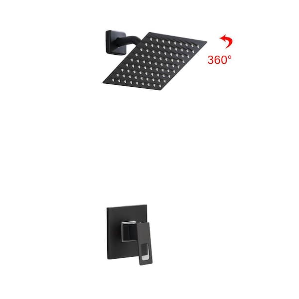 Aurora Decor ACA Single-Handle 1-Spray Square Wall Mounted High Pressure Shower Faucet in Matte Black (Valve Included)