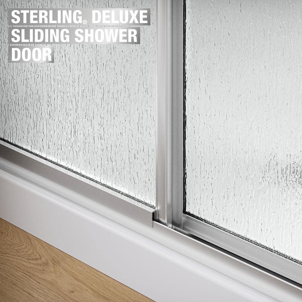 Sterling 70" Silver Framed Rain Glass Sliding Shower Door