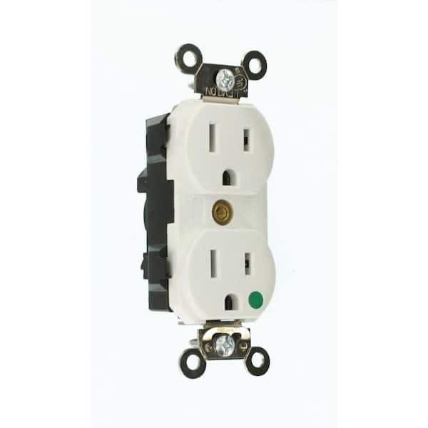 15 Amp 125 V Lev-Lok Modular Hospital Grade Duplex Outlet/Receptacle, White (1-Pack) M8200-W