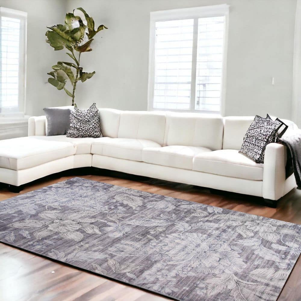 7' X 10' Gray and White Floral Area Rug price history on PriceWatchPro