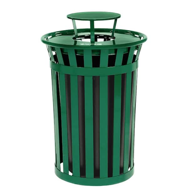 Outdoor Trash Can Outdoor Trash Can Cast Aluminum Plastic Wood Trash Can  with 3 Big Spouts Simple Metal Trash Can Waste Container with Ashtray, 2