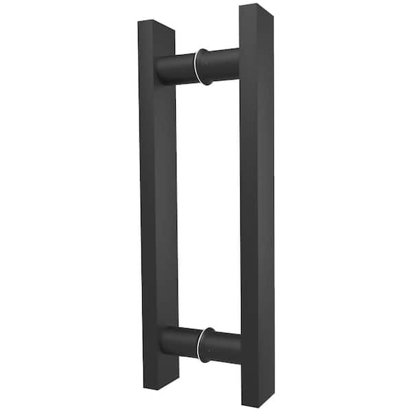 12 in. Door Handle in Matte Black Finish for Sliding Barn Door Front Entry Shower Glass Door (1-Pair)