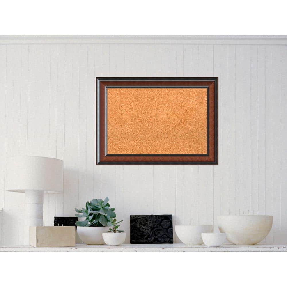Cyprus Walnut Wood 29 in. W x 21 in. H Framed Cork Board