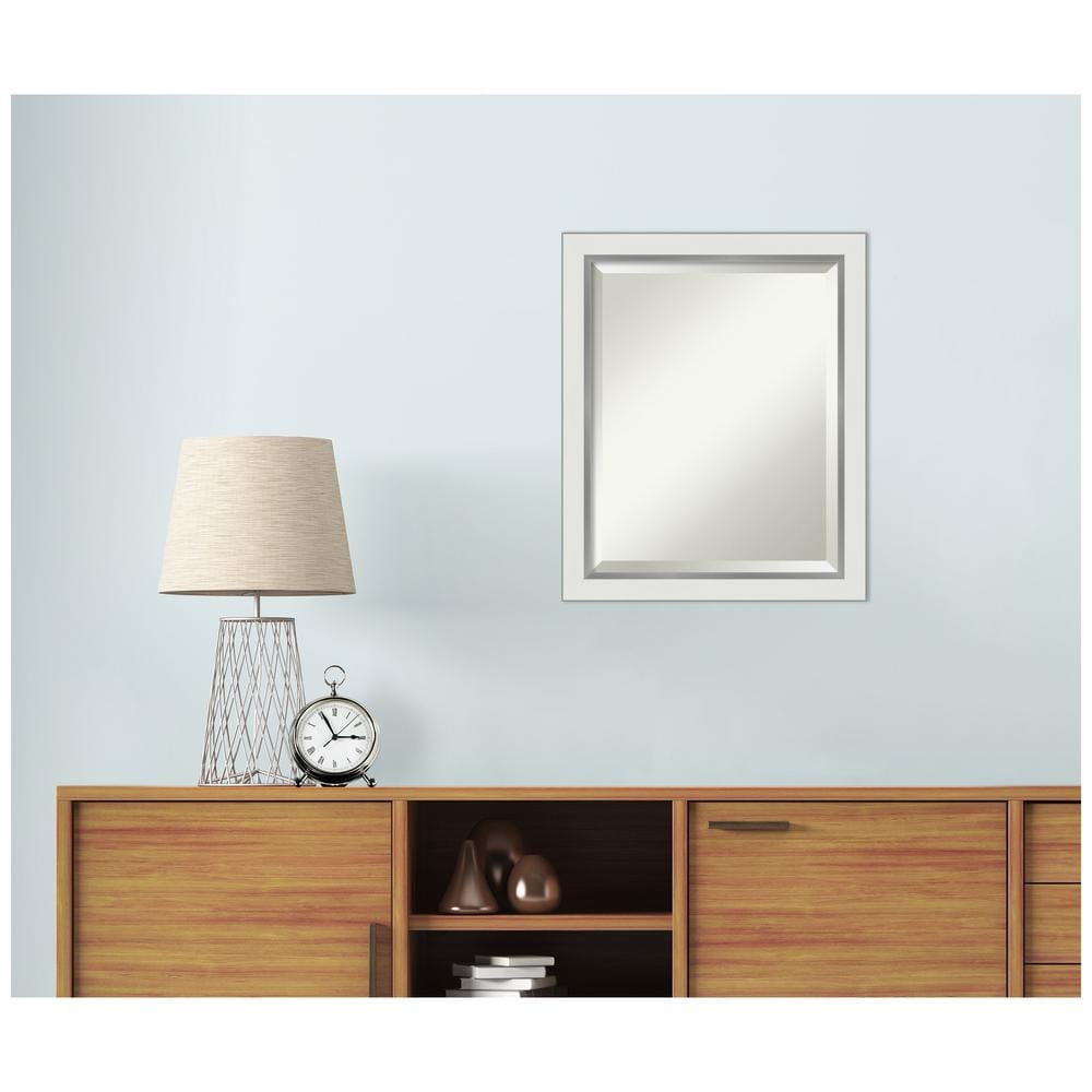 Eva White Silver Narrow Framed Vanity Mirror