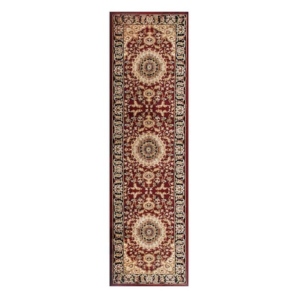 Traditional Medallion Burgundy 2 ft. 7 in. x 8 ft. Indoor Runner Rug
