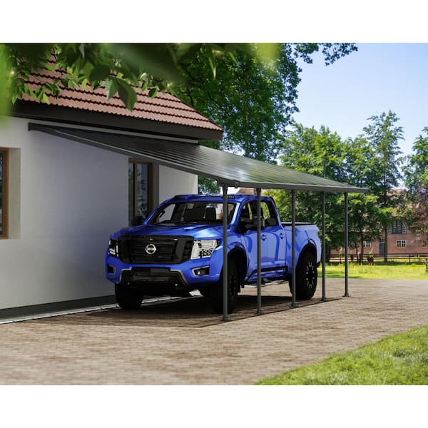 Feria 13 ft. x 26 ft. Gray/Clear Lean to Carport