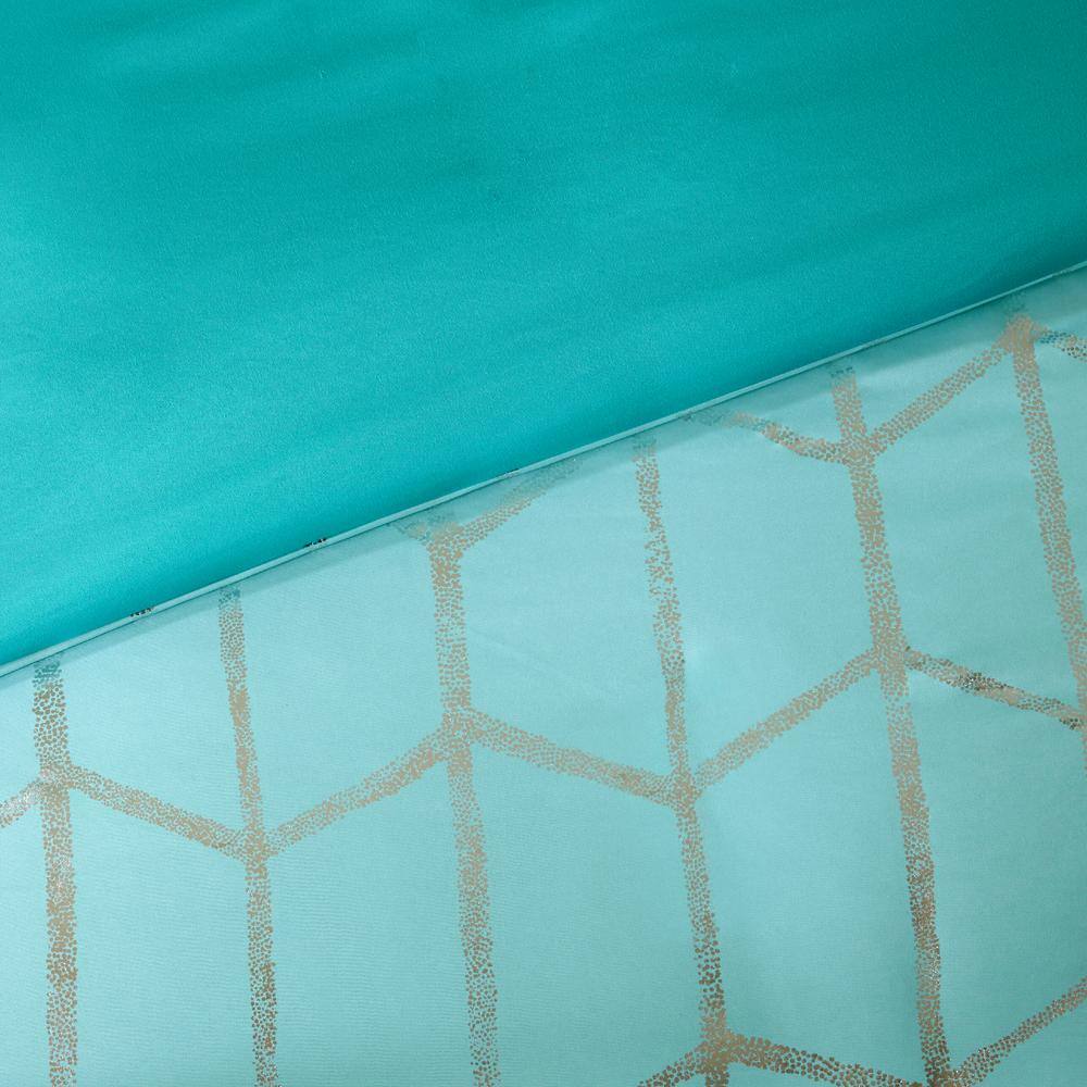 Aqua and Silver Twin Microfiber Comforter Set with Shams