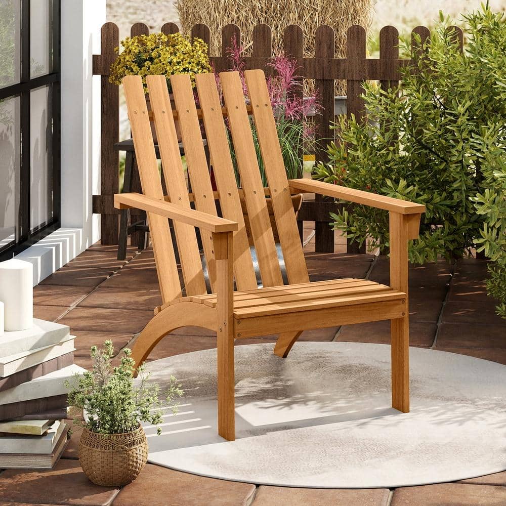 SKONYON Acacia Wood Patio Adirondack Chair with 100-Degree