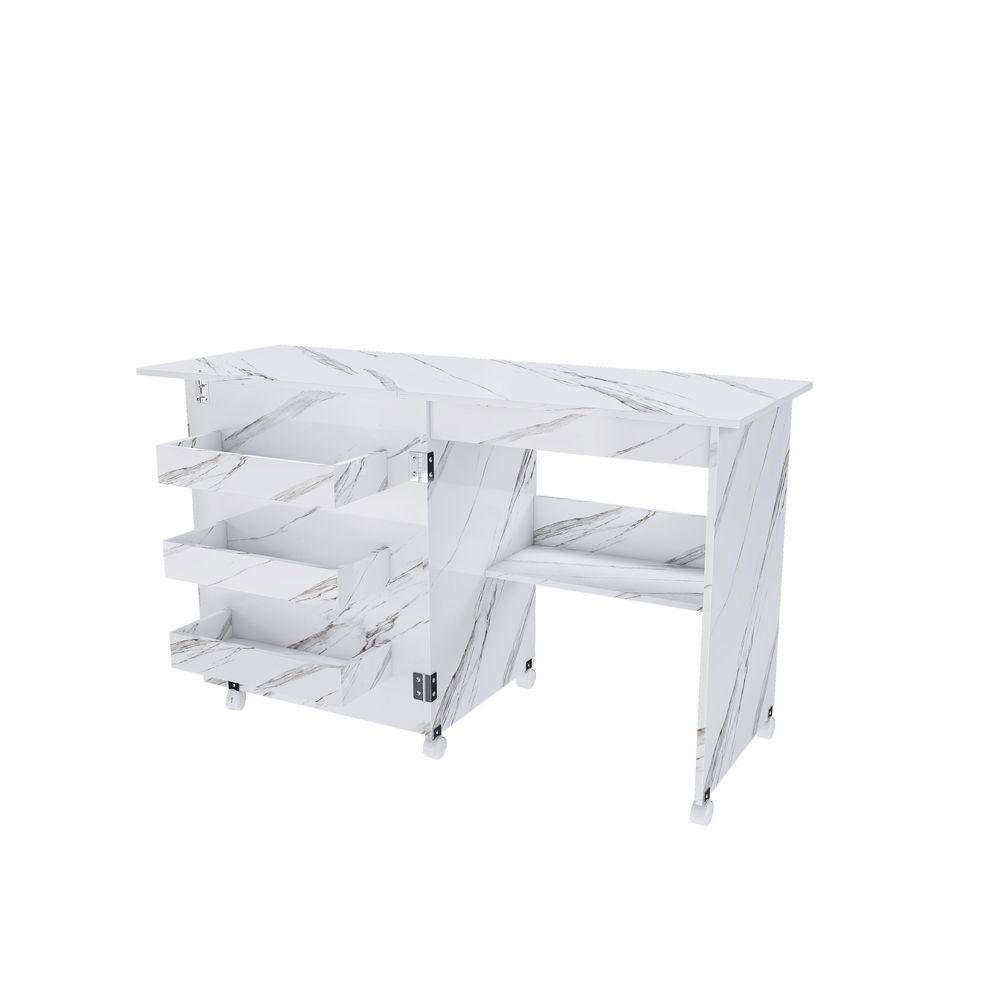45.67 in. W White Wood 4-in-1 Folding Craft Sewing Table with
