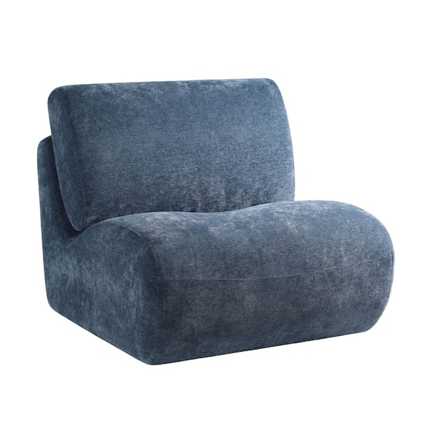 Modern Navy Blue Chenille Swivel Lazy Sofa Accent Chair with Armless (Set-1)