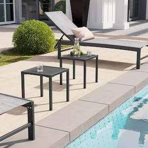 15.7 in. Square Aluminum Outdoor Side Table in Black (2-Pack)