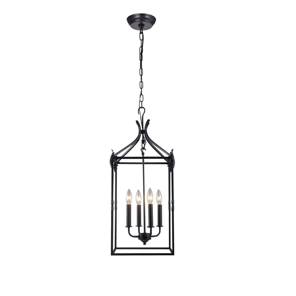 Thouaret 60-Watt 4-Light Black Lantern Geometric Pendant Light, No Bulbs Included price history on PriceWatchPro