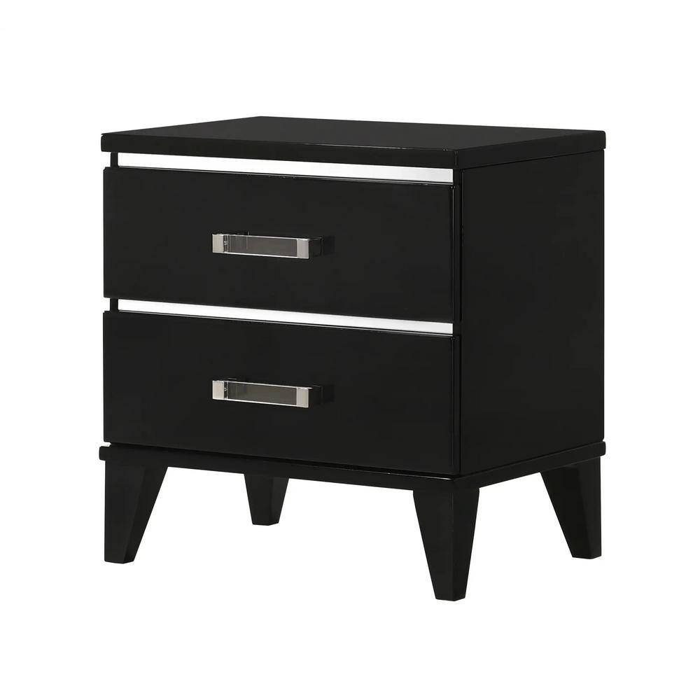 Signature Home SignatureHome Black 2 Drawers 16 in. W Wooden Nightstand