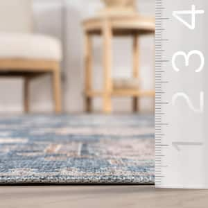 Krystin Distressed Machine Washable Area Rug Blue 8 ft. x 10 ft. Area Rug