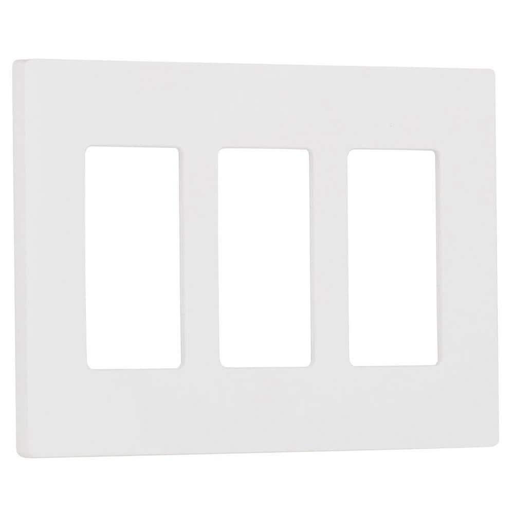 White 3-Gang Screwless Decorator Wall Plate