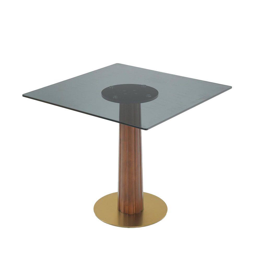 33.46 in. Gray Square Glass Top Coffee Table Conversation Accent Table Sets with Solid Wood Base, 2 Solid Wood Chairs