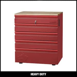 Heavy Duty Welded 18-Gauge Steel 5-Drawer Garage Base Cabinet in Red (28 in. W x 32 in. H x 21.5 in. D)