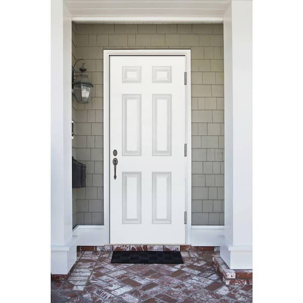 32 in. x 80 in. Element Series 6-Panel White Primed Steel Prehung Front Door with Left-Hand Outswing w/ 4-9/16 in. Frame