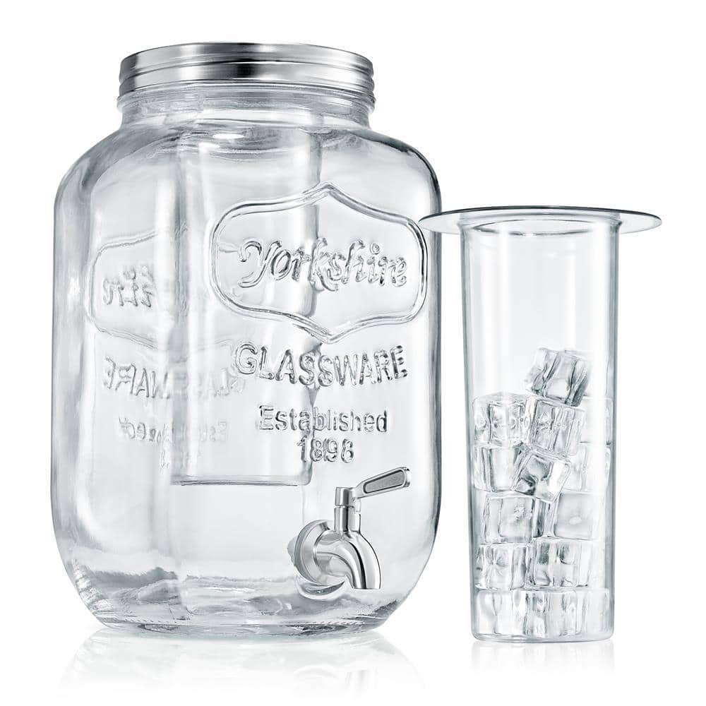 2 Gallons Jar Glass Beverage Dispenser Spigot Stand Set Wedding Event Party  Home