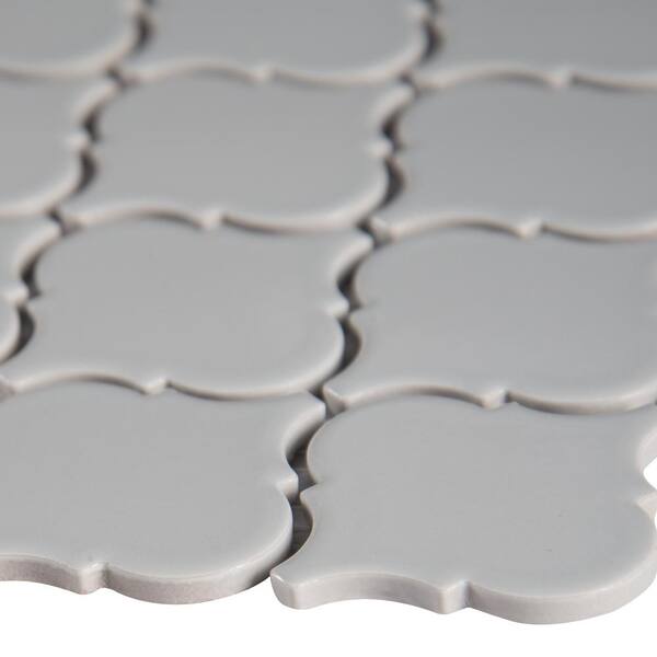 MSI Retro Gray Arabesque 13.19 in. x 11.22 in. x 6mm Glossy Porcelain Mesh-Mounted Mosaic Tile (10.95 sq. ft. / case)