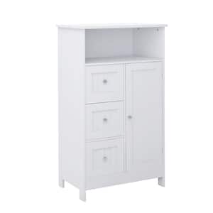 Trraveis 23.62 in. W x 11.8 in. D x 39.57 in. H White MDF Free Standing Linen Cabinet with Storage in White