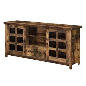 Newport Park Lane 59.25 in. W Barnwood TV Stand with Storage Cabinets and Shelves for TVs up to 65 in.