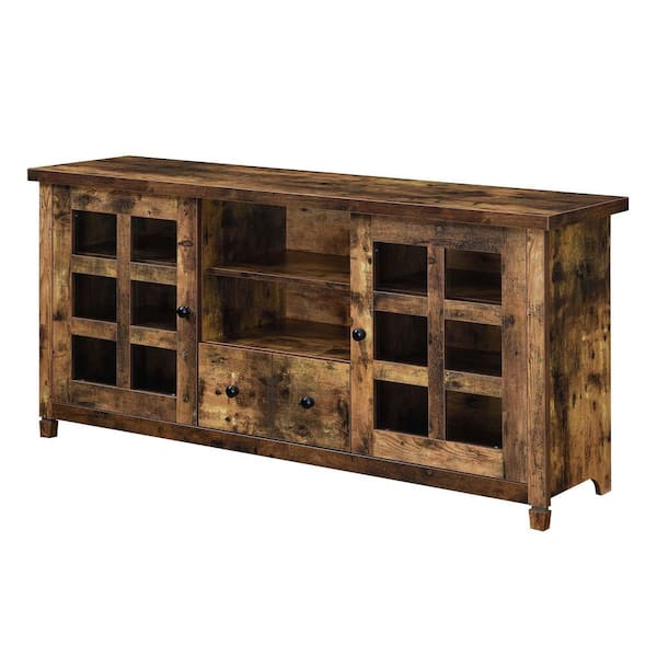Convenience Concepts Newport Park Lane 59.25 in. W Barnwood TV Stand with Storage Cabinets and Shelves for TVs up to 65 in.