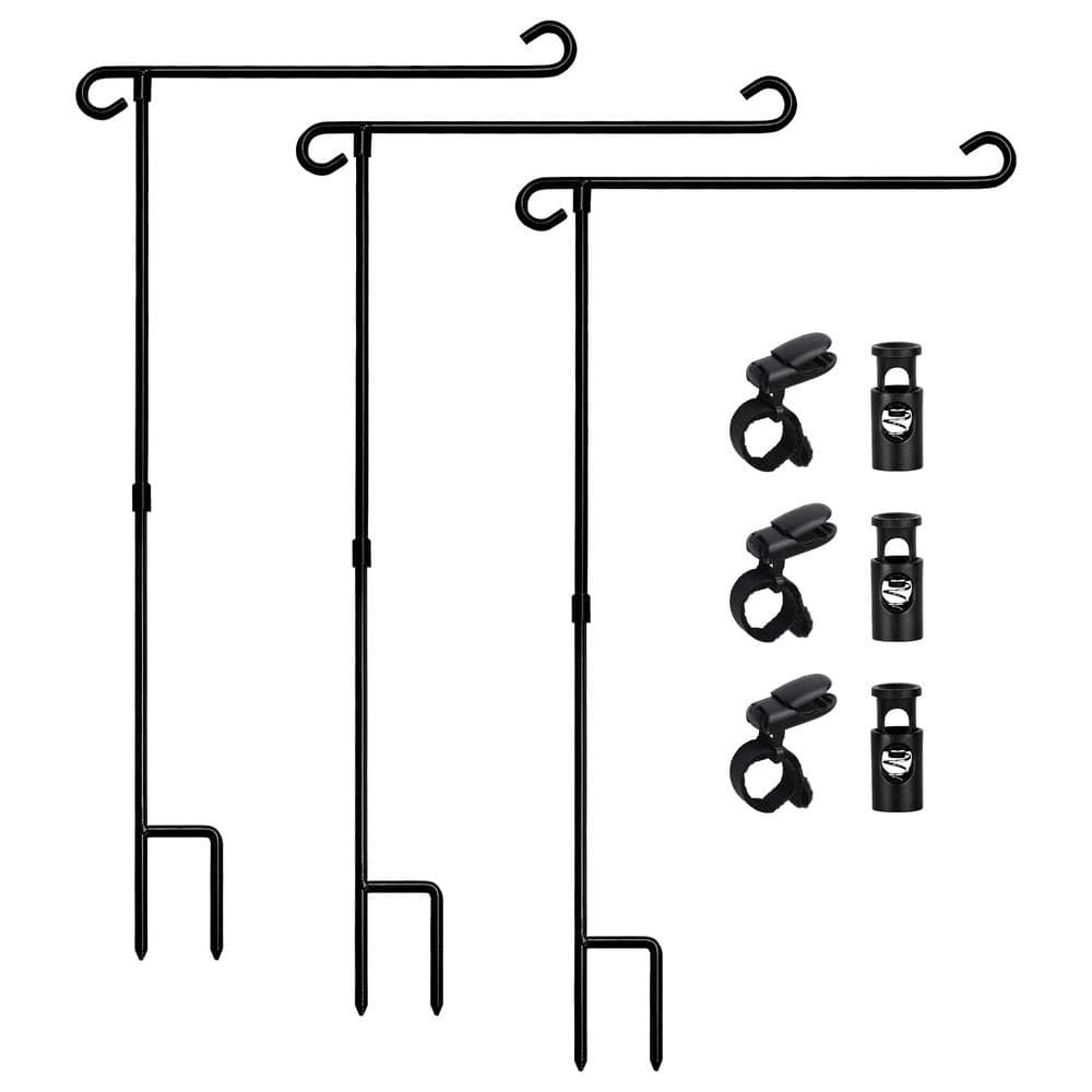 Iron Garden Flag Stand Holder Pole Fits 12 in. x 18 in. Mini Flag with 1 Ti