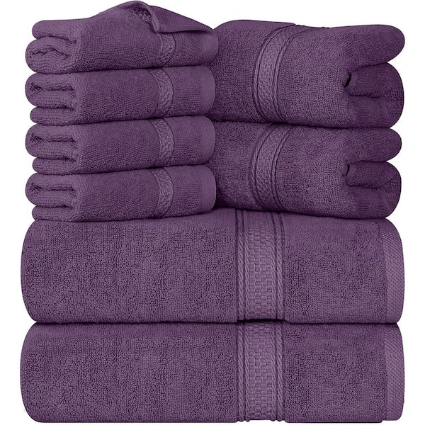 Aoibox 8-Piece Premium Towel with 2 Bath Towels, 2 Hand Towels and 4 Wash  Cloths, 600 GSM 100% Cotton Highly Absorbent, Plum SNPH002IN345 - The Home  Depot
