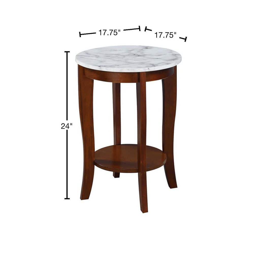 Heritage Elegance Round Wood End Table with Shelf in Espresso