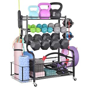 Ltmate 3- Tier Garden Tool Organizer for Garage-Yard Tool Racks with Wheels, Black HDM717DM