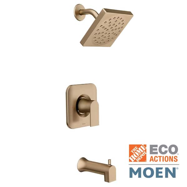 MOEN Genta Single-Handle 1-Spray Tub and Shower Faucet in Bronzed Gold (Valve Included)