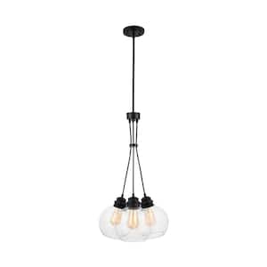 Kent 3-Light Aged Bronze Chandelier with Clear Glass Globes